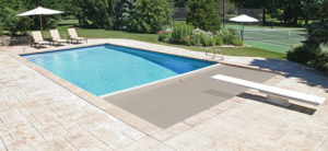 Beige automatic pool cover