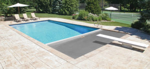 Light gray automatic pool cover