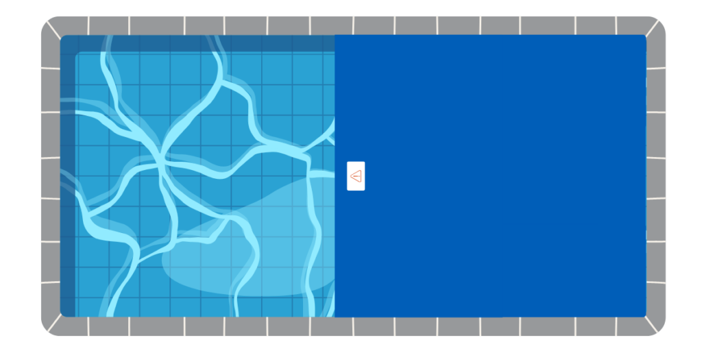 graphic of an automatic pool cover half open on a pool