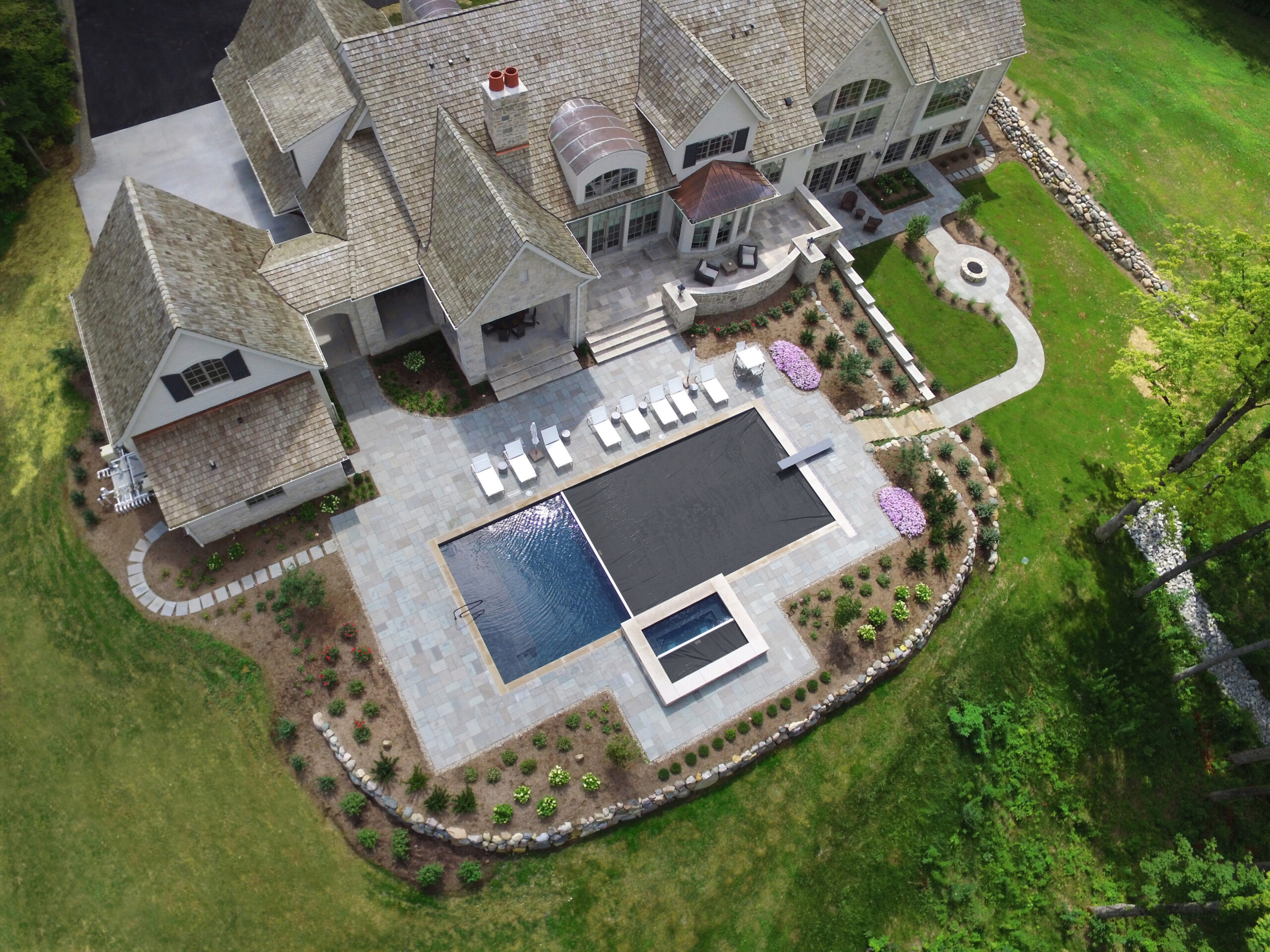 Charcoal gray pool cover