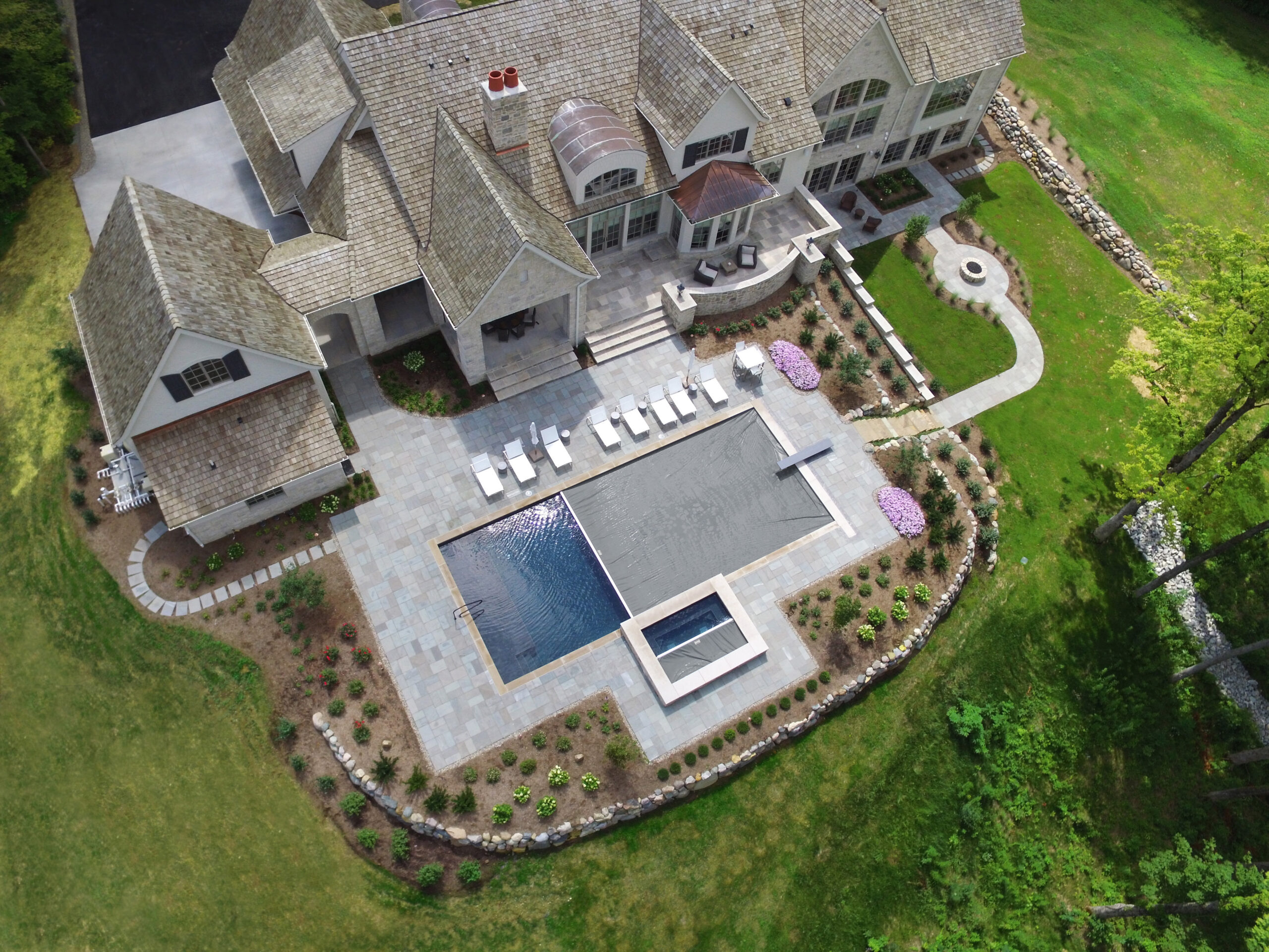 Light gray pool cover