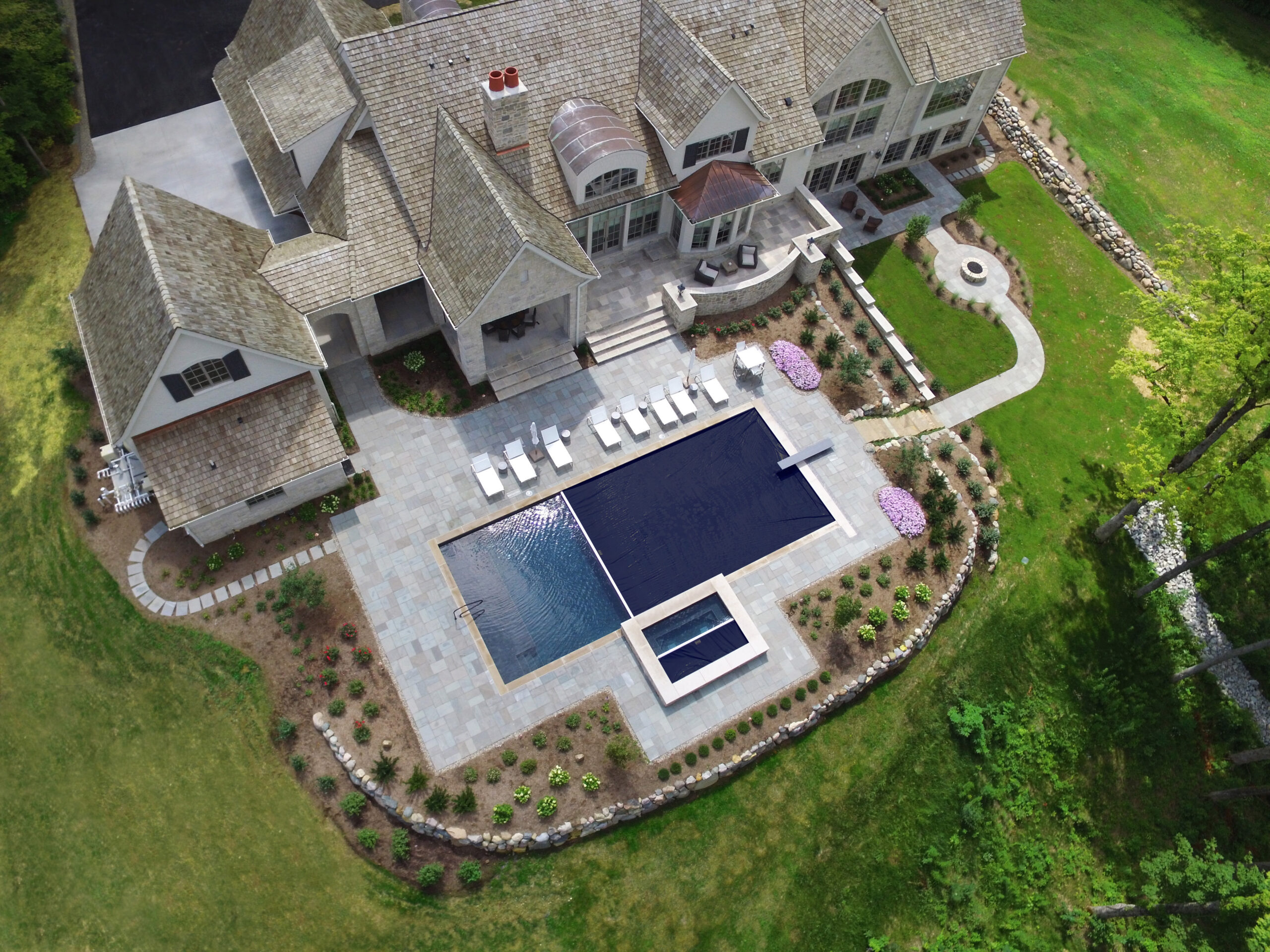 Navy blue pool cover