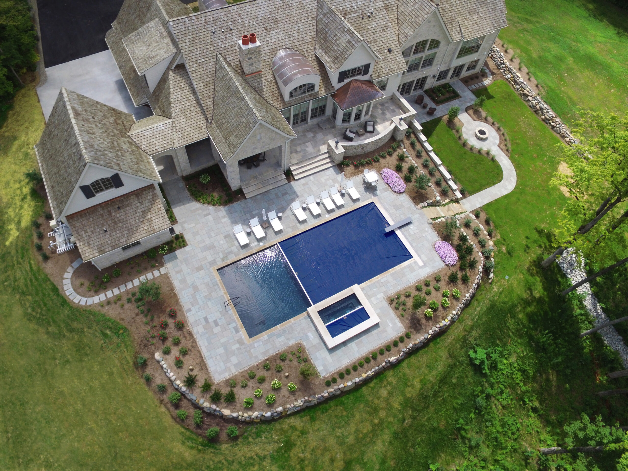 Royal blue pool cover