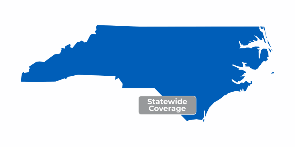 North Carolina auto pool cover service area map