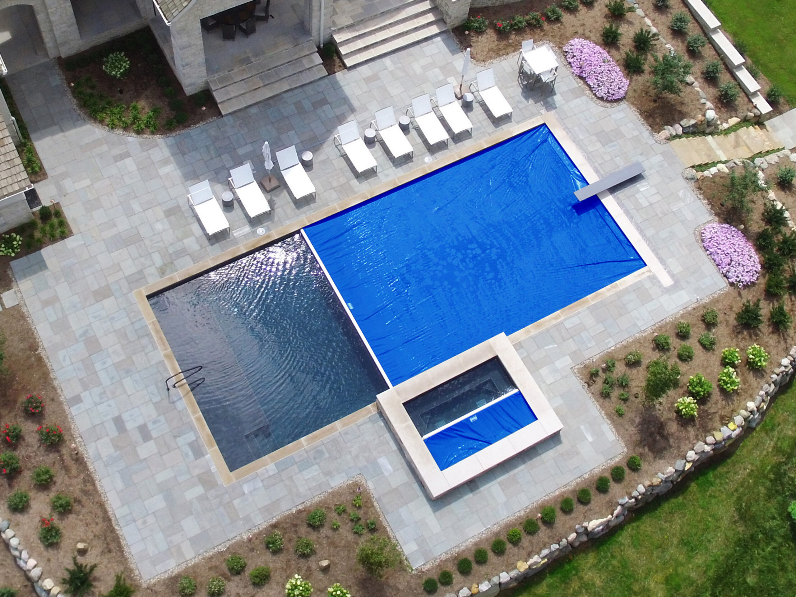 Royal blue pool cover